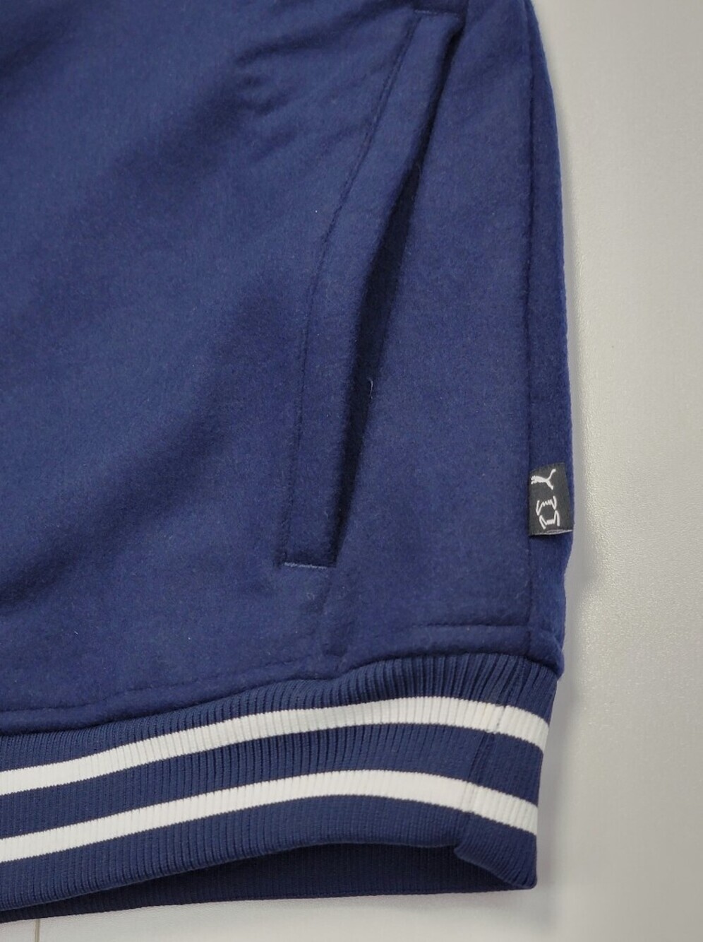 PUMA Sticker Pack Basketball Varsity Jacket Men's Size XXL Navy Blue $200 NEW - Picture 6 of 12